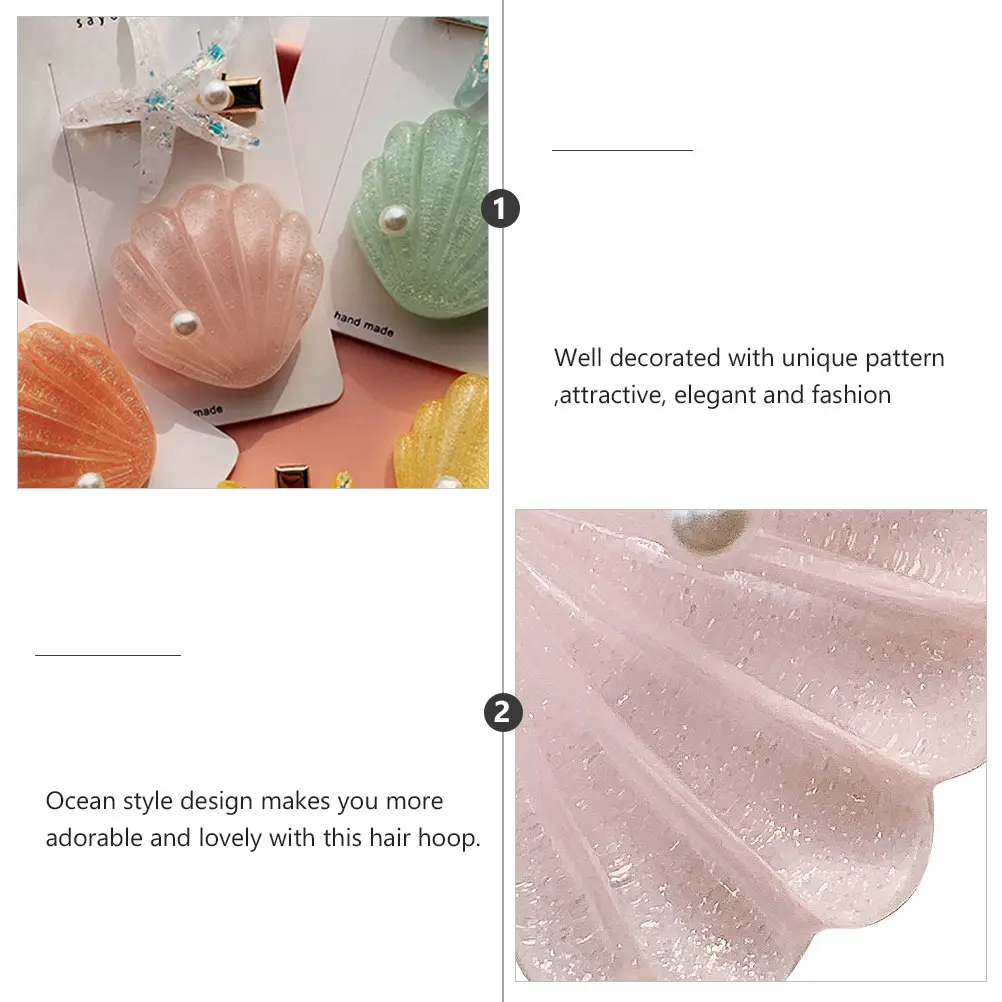 

4 pcs Shell Sea Star Hairpins Ocean Style Unique Headdress Non Slip Plastic Hair Clips For Beach Travel Daily Wearing Lovely