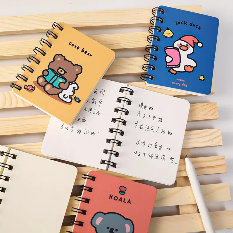 Kawaii Cute Cartoon Animals Mini Spiral A7 Notebook Daily Weekly Planner Blank Paper Note book Time Organizer School Supplies