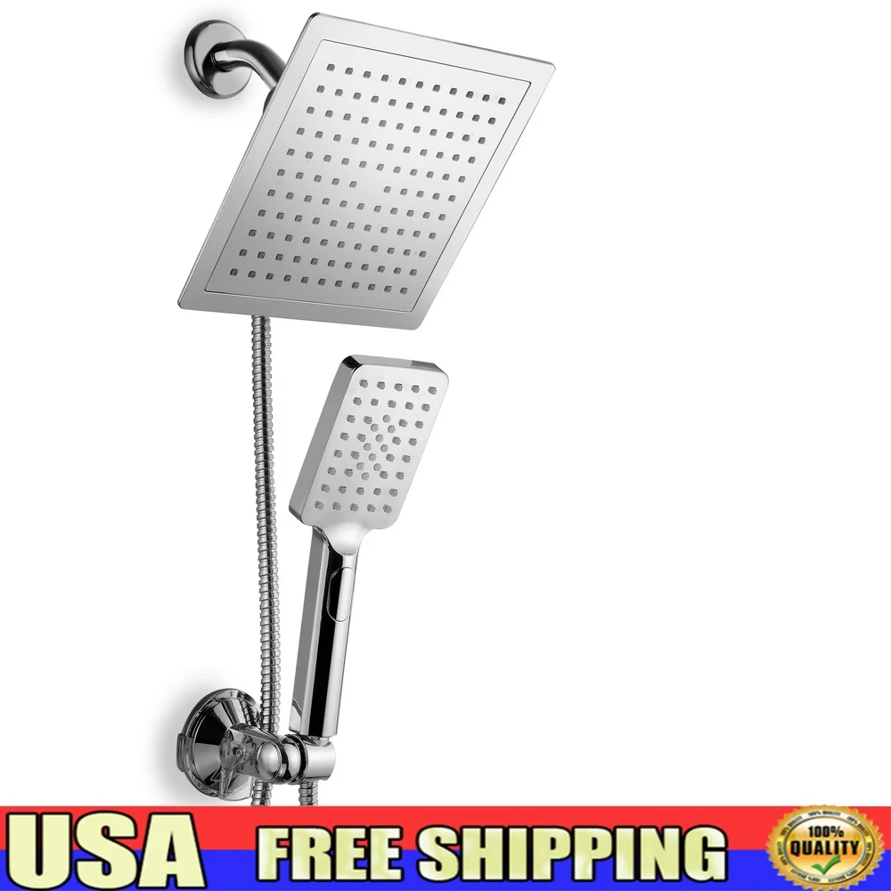 

Ultra-Luxury 9-Inch Rainfall Shower Combo Handheld Shower with Push-Control Flow Low-Reach Wall Bracket Chrome Finish Tool-Free
