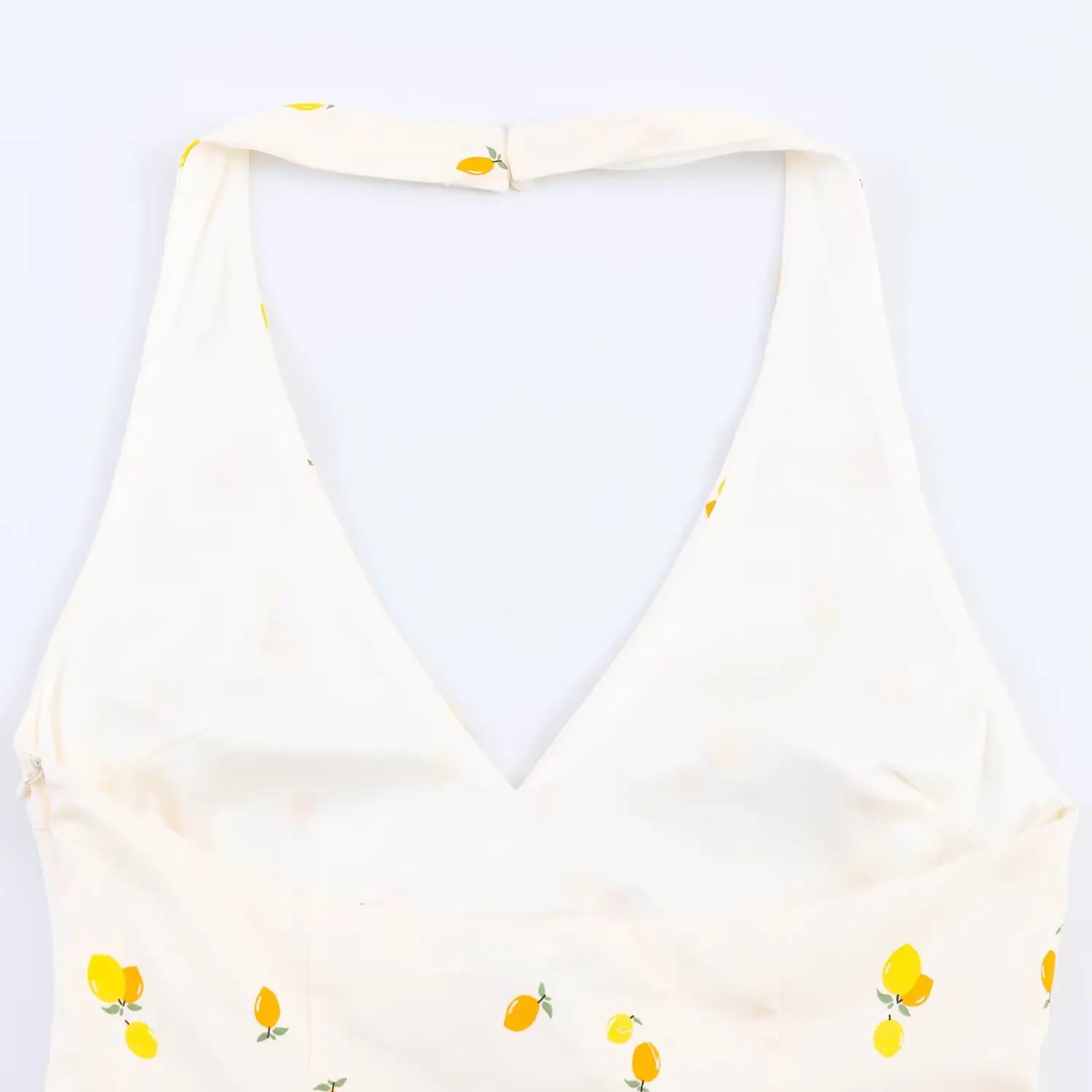 BSAY 2026 Sommer Neues Damenkleid mit Fruchtprint, Neckholder, Midi-Länge, Ärmellos, A-Linie, Süßes Freizeitkleid für Strand und Urlaub – Detail 9