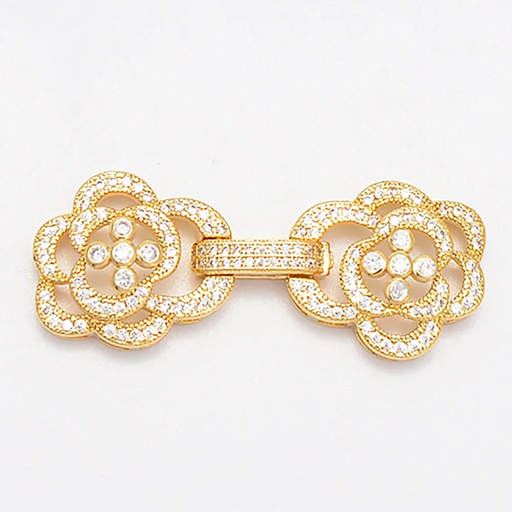 Heart Shape Flower Connector for Clavicle Chain Necklace Making Diy Bracelet Jewelry Accessories Pave Zircon Brass Connect Clasp