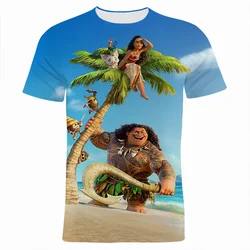 2024 Disney Summer Movie Men's 3D Print T-shirts Moana Boy Girl Kids Cartoon T Shirt Short Sleeve Women Tee Tops