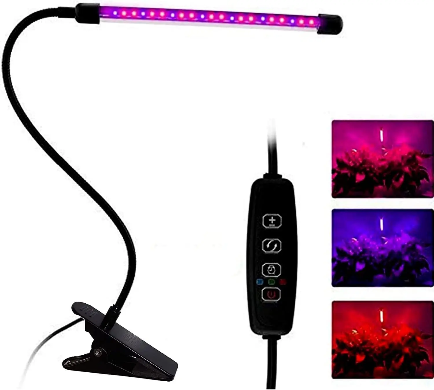 

20 LED Full Spectrum Grow Light with Timer & Dimmable, Auto On/Off Clip Lamp for Indoor Plants