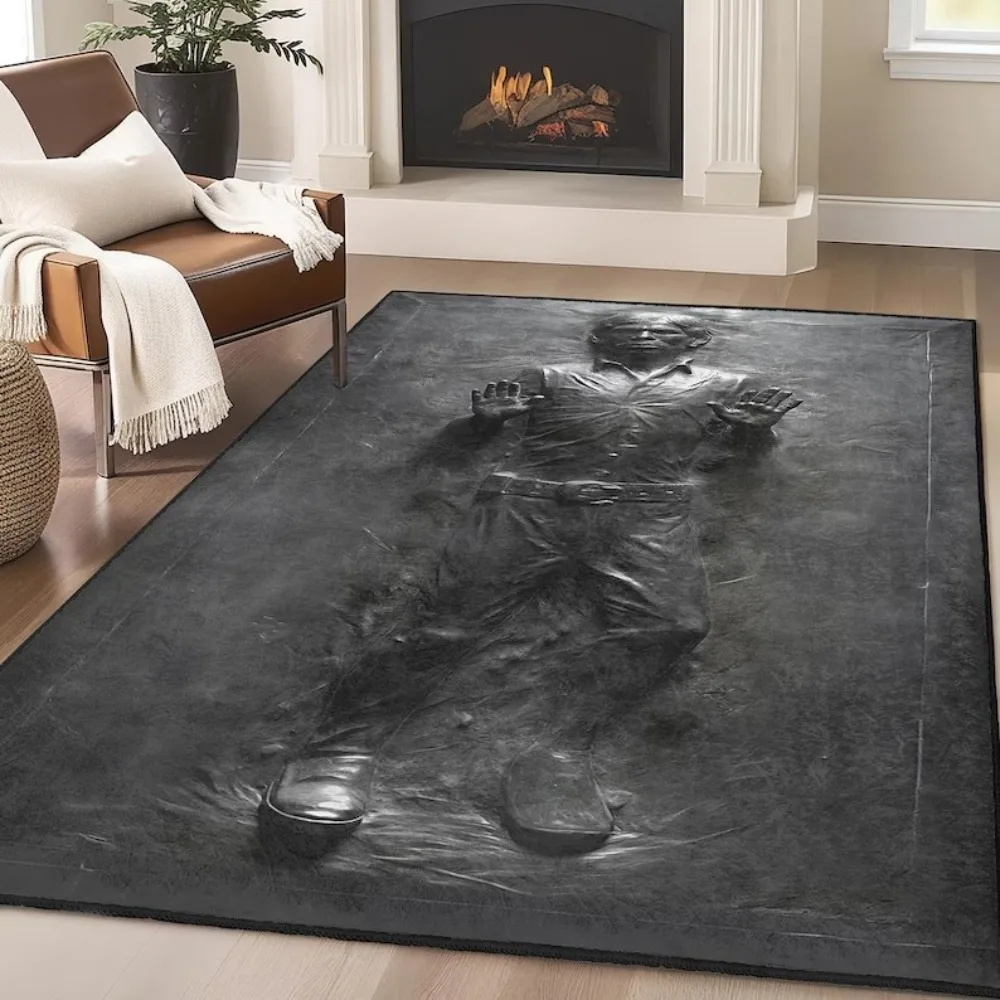 2D Illusion Carbonite Frozen Man Area Rug Floor Mat for Living Room Bedroom Anti-Slip Carpet for Movie Fan Game Room Decor