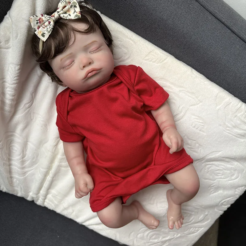 

NPK 18'' Handmade Painted 3D Skin with Visible Veins Full Body Vinyl Reborn Rosalie with Rooted Hair Baby Dolls for Child Gift