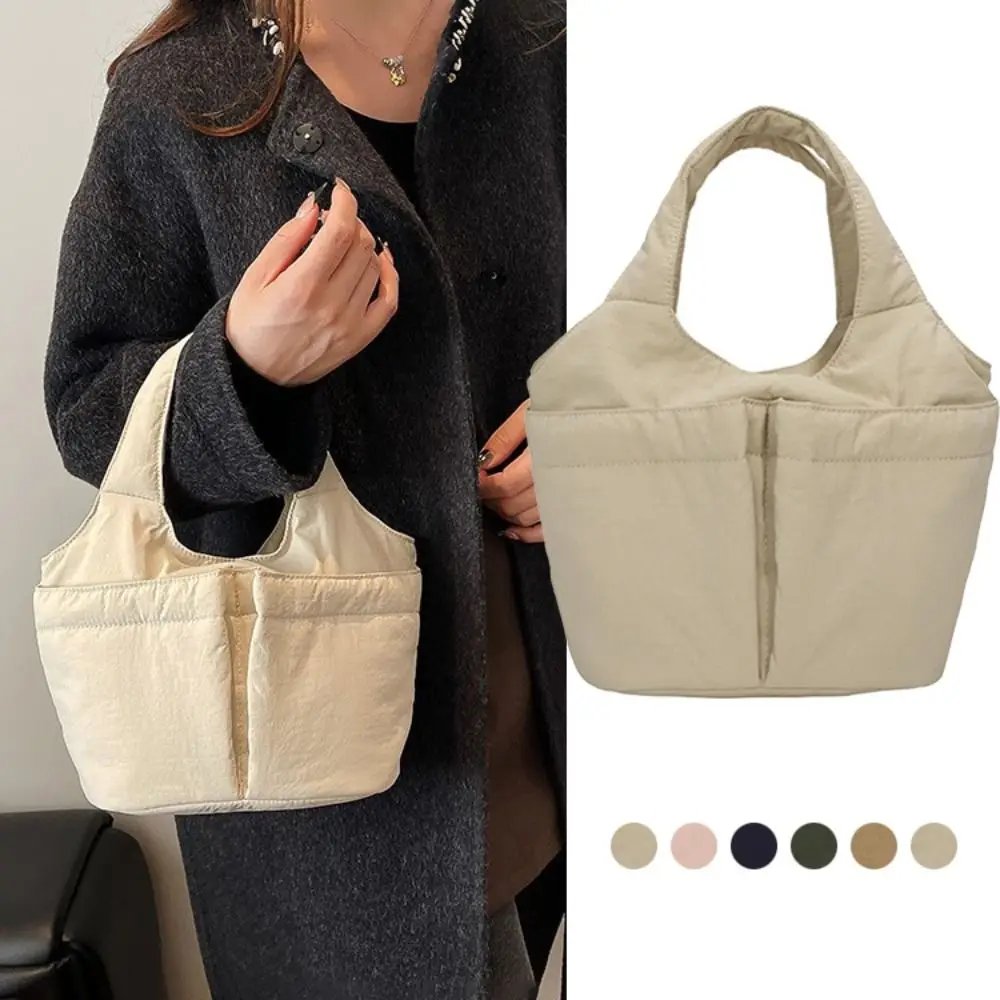 

Стильная легкая нейлоновая сумка-тоут с множеством карманов, повседневная сумка через плечо, маленькая стеганая сумка-хобо для колледжа