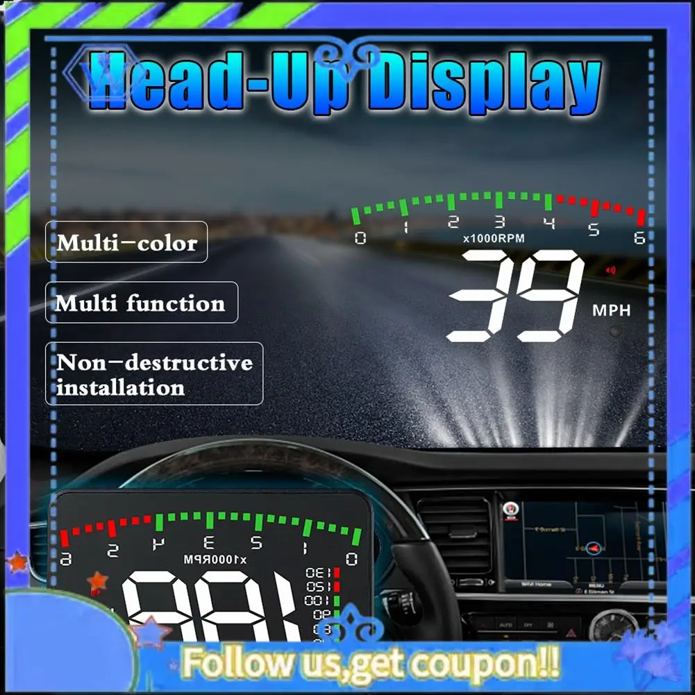 

M46K-A900 Car HUD OBD RPM Meter Head-Up Display Car Accessories Multi-Display Car Digital Speed Engine RPM Water Temperature