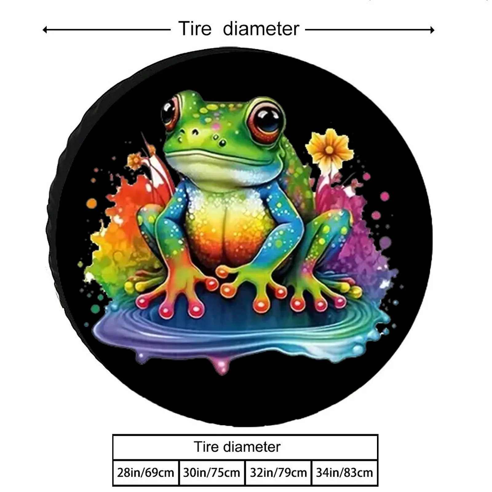 Colorful Frog Pond Design Spare Tire Cover, Universal Rainproof Wheel Protector for RVs Trailers Camping