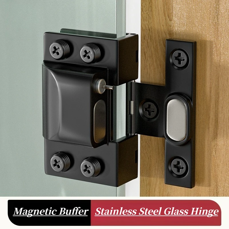 Punch-Free Hydraulic Soft Close Glass Door Hinge Stainless Steel Glass Clip for Wine Display Cabinet