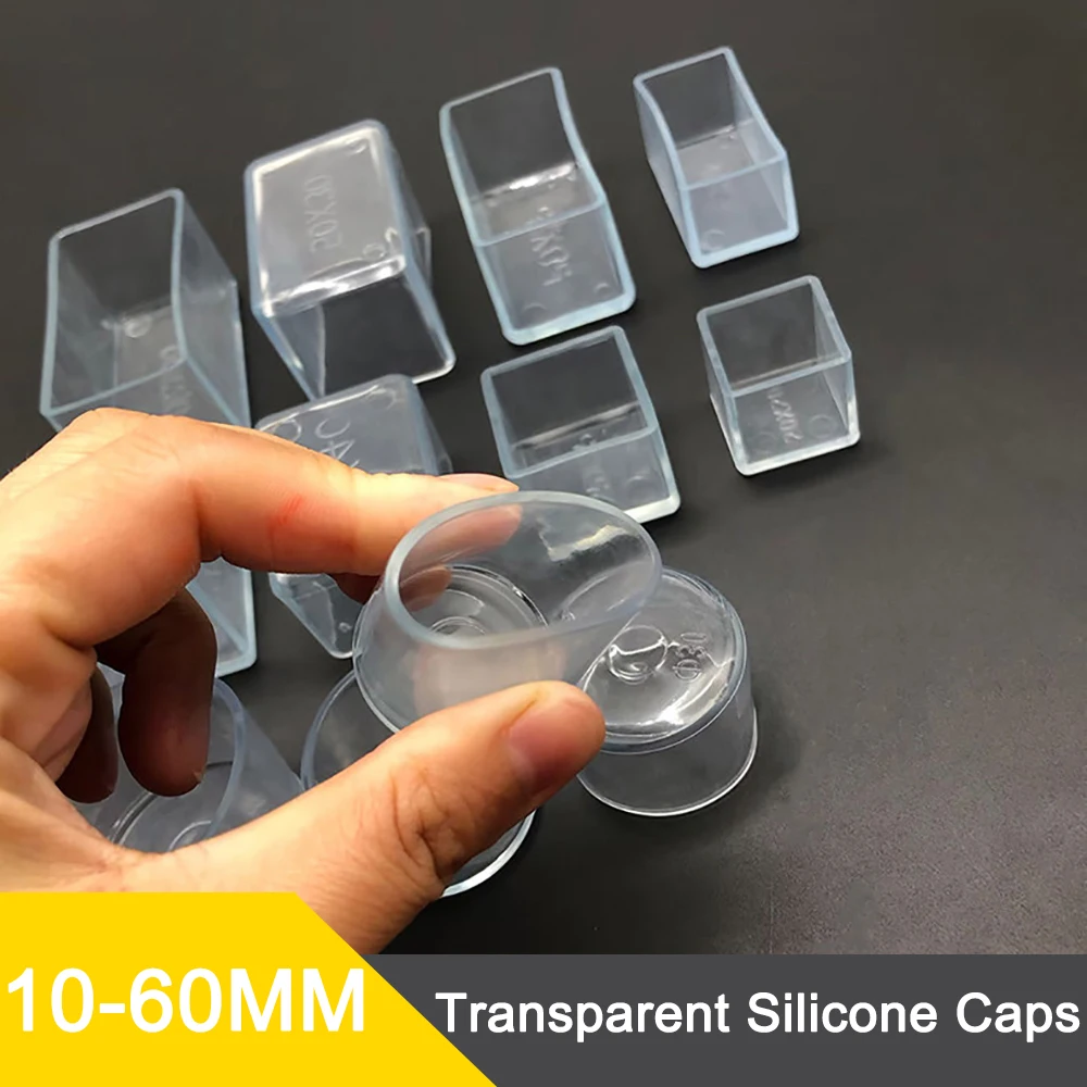 Transparent Silicone Furniture Leg Caps Anti-Noise Non-Slip Floor Protector Pads 10-60mm Table Chair Foot Covers 2/4/8/10/20Pcs