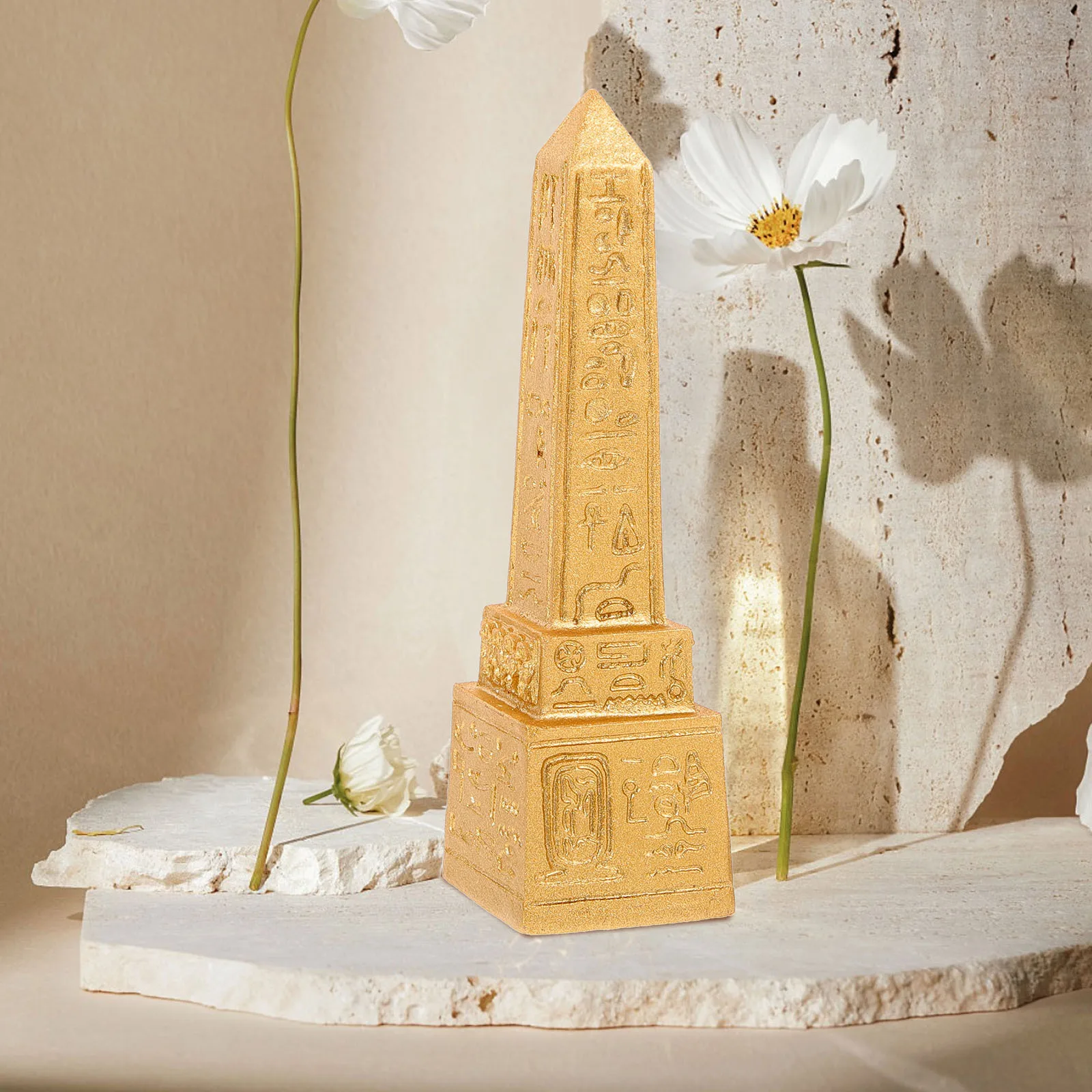 

2Pcs Egyptian Tower Decor Resin Desktop Ornament Ancient Egypt Landmarks Home Decoration Exquisite Design Egyptian Temple