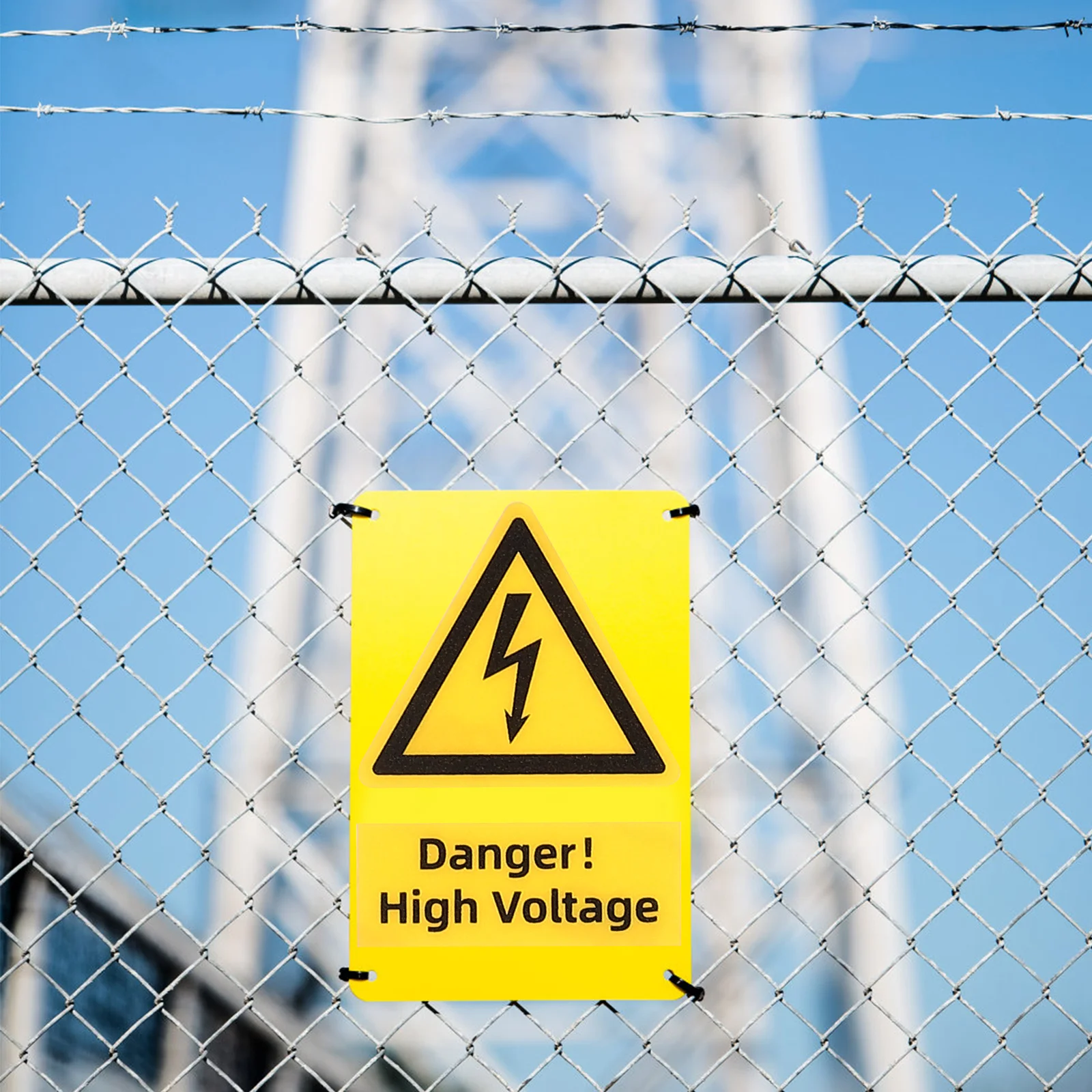 

5pcs High Voltage Warning Stickers Durable Waterproof Tear Resistant Pc Material Adhesive Safety Sign For Electrical Panels