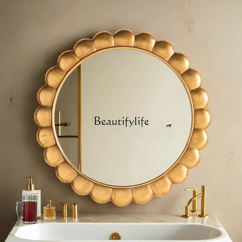 

X4 French retro bathroom vanity mirror toilet wall hanging vanity mirror medieval
