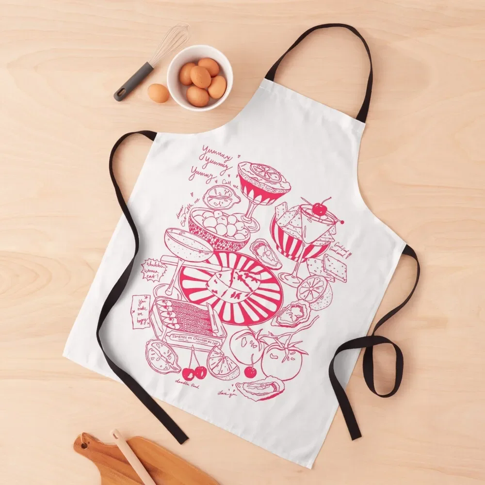 

Doodle food Apron Waiter Uniforms household woman Kitchen Supplies Apron