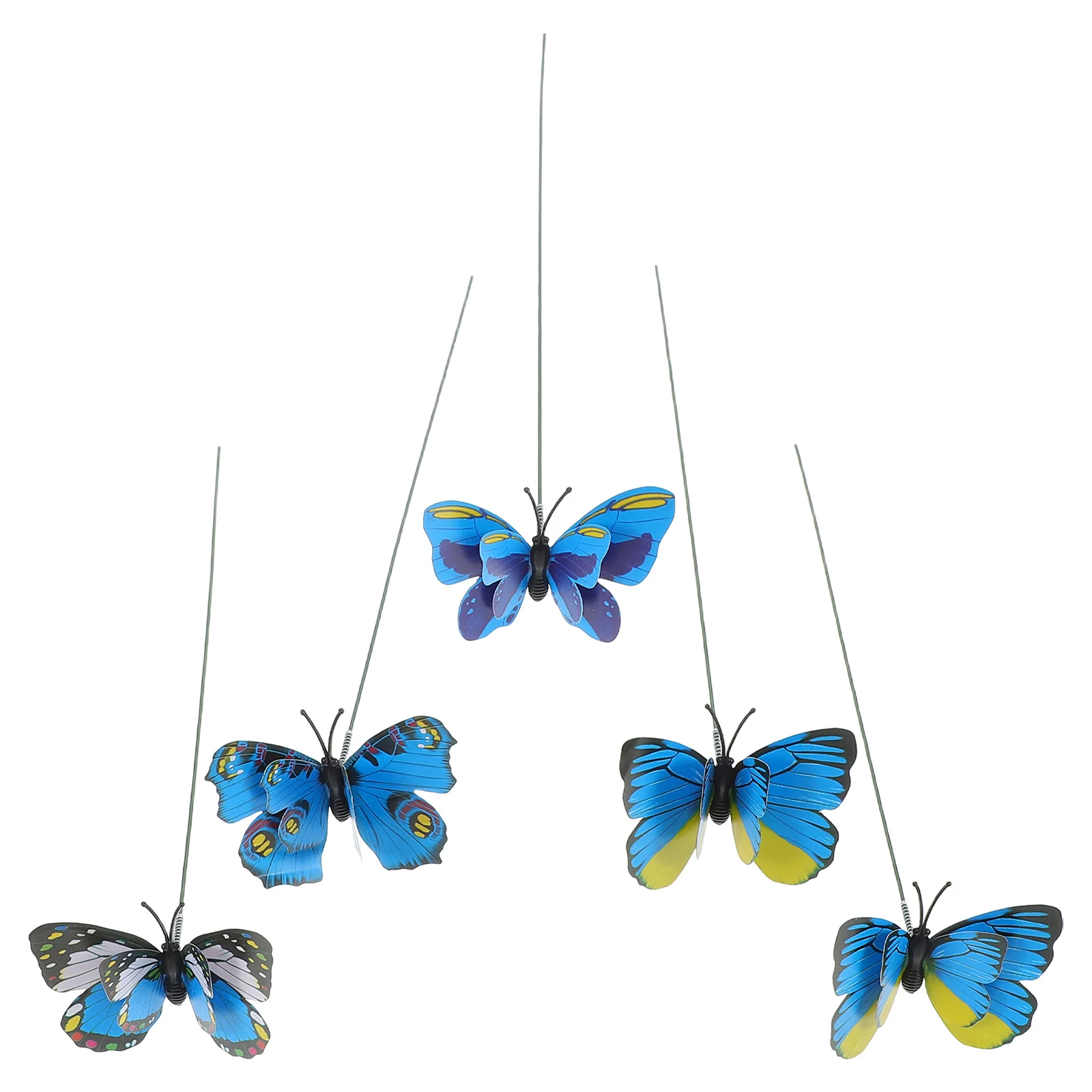 ดอกไม้ประดับรูปผีเสื้อ 5 ชิ้น - ผีเสื้อประดิษฐ์สองชั้นขนาด 7 ซม. สำหรับตกแต่งสวน เสาต้นไม้ ของประดับสวนเทพนิยาย