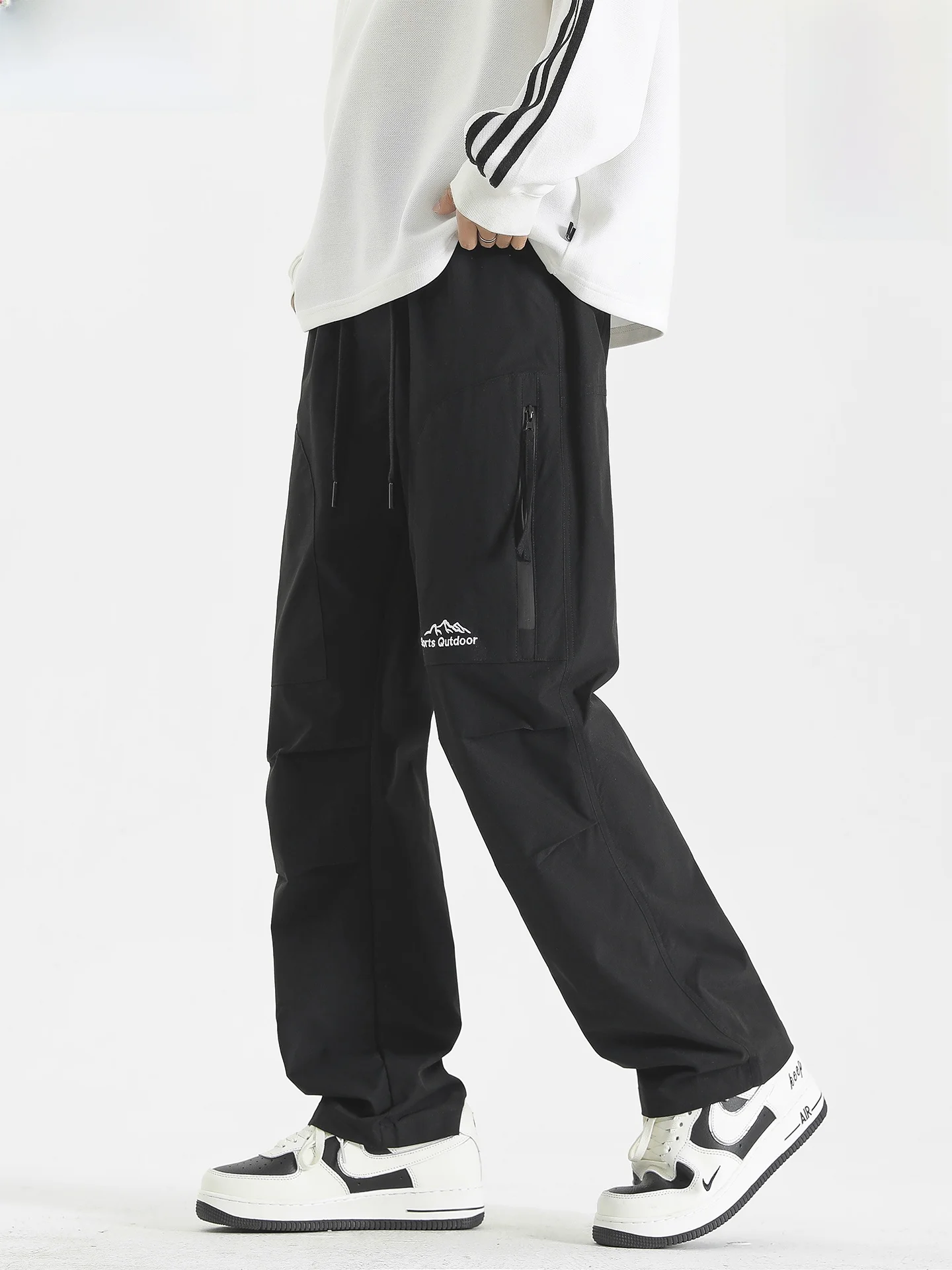 

Водонепроницаемые мужские повседневные брюки прямого кроя, модная уличная одежда, универсальные свободные брюки из полиэфирного волокна, осенняя сезонная одежда