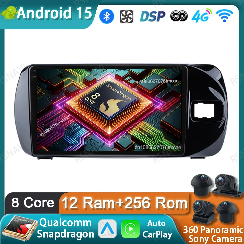 

Car Radio Android 15 For Toyota Vitz 3 XP 130 2014 - 2019 DSP 4G LTE DVD QLED Navigation 5G WIFI Autoradio Wireless Carplay Auto