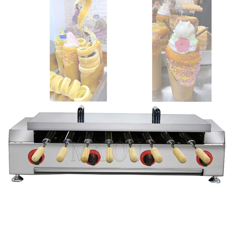 Chimney Ice Cream Waffle Making Equipment Rollers Chimney Cake Oven Stainless Steel Kurtos Kalacs Baking Machine Bread Barbeque