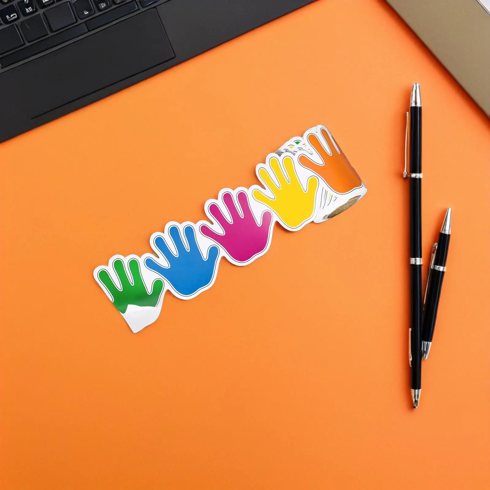 Colorful Handprint Border Stickers Cute School Paper Back to Trim Bulletin Board Craft Adhesive Vinyl Accents Home Decoration