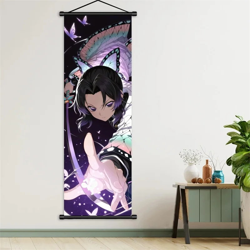 Shinobu Kocho Demon Slayer Art Fabric Hanging Scroll, Anime Wall Art Gift for Fans Bedroom Home Decor view 6