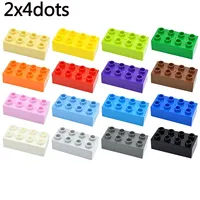 Big Size Brick 2x4 Dots Colorful Thick Building Block Figuers Compatible Large Plate Accessorie Educational Duploes Toy For Kids