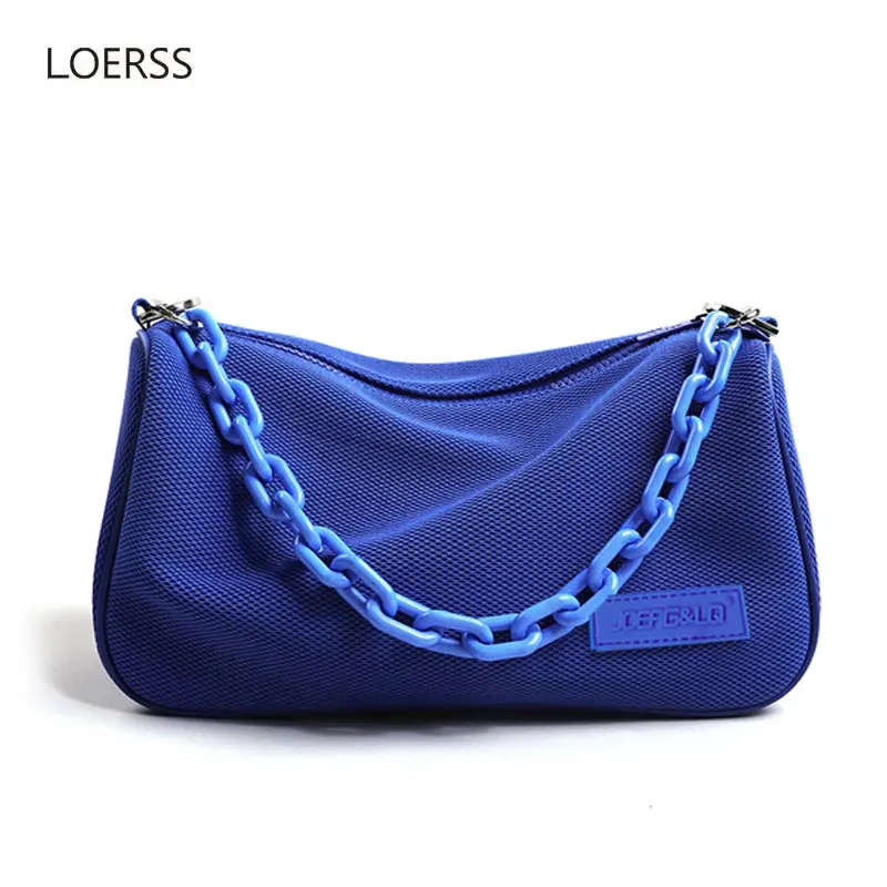 LOERSS Shoulder Bag for Women's Canvas Large Capacity Crossbody Bag With Chain Multicolored Female Fashion Casual Handbag