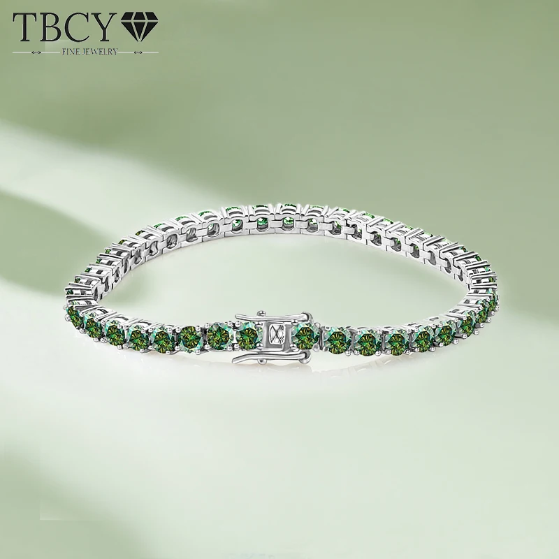 

TBCYD 3mm Mulitcolor Moissanite Tennis Bracelet For Women D Color Pass Diamond Tester GRA Hand Chain 925 Sterling Silver Jewelry