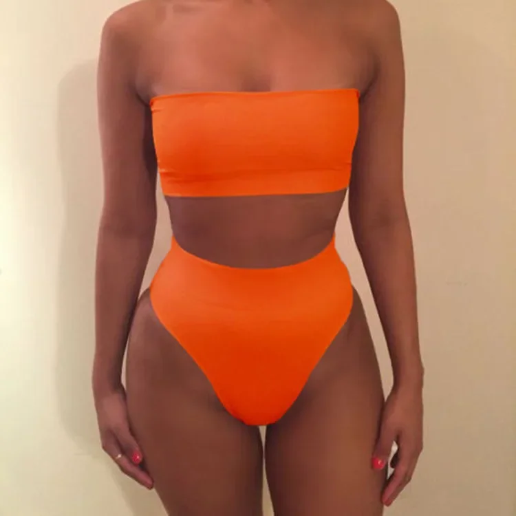 Sexy Solid Color Bikini Set Two-Piece Swimsuit Spring Summer New Arrival Women's Fashionable Swimwear Pure Color Divided Suit