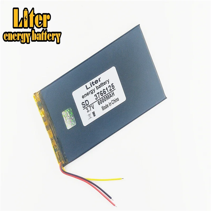 

3 линии 3766125 Tablet PC battery 3565125 3,7 V 6000mAh V811V801 E708 Q1 Универсальный перезаряжаемый аккумулятор Battery