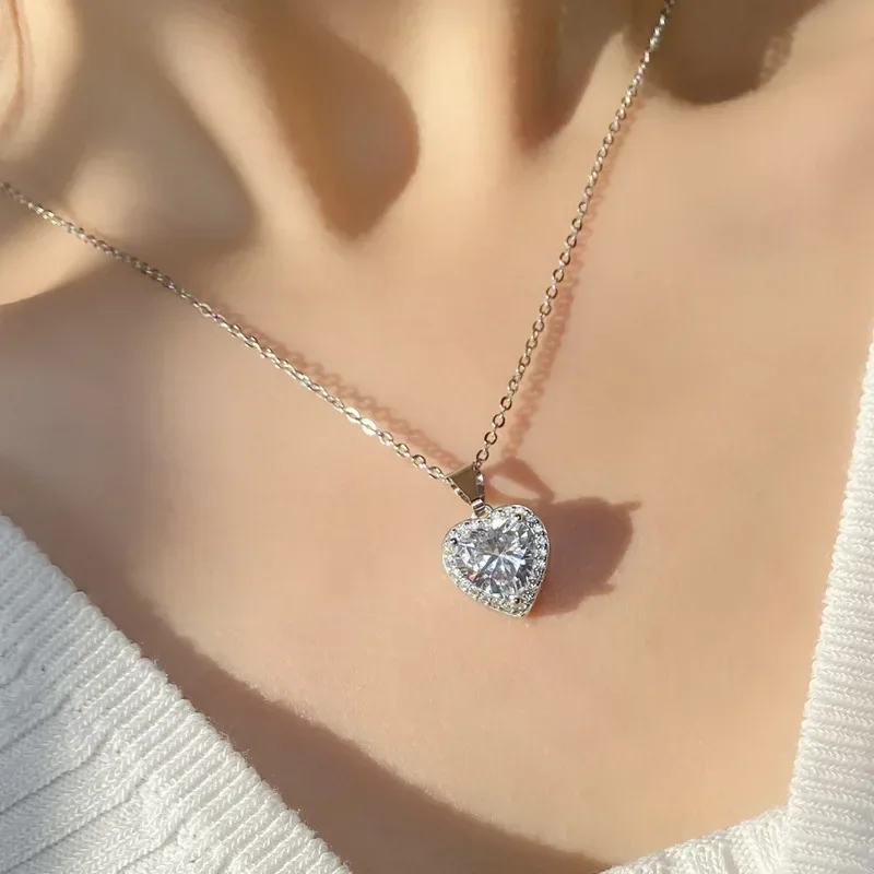 MDL مويسانيتي نمط الأصلي الطوطم القلب إلى قلادة بسيطة Jitterbug الساخن دفع فتاة الوردي مئات من مجلة الموضة الكلاسيكية #4