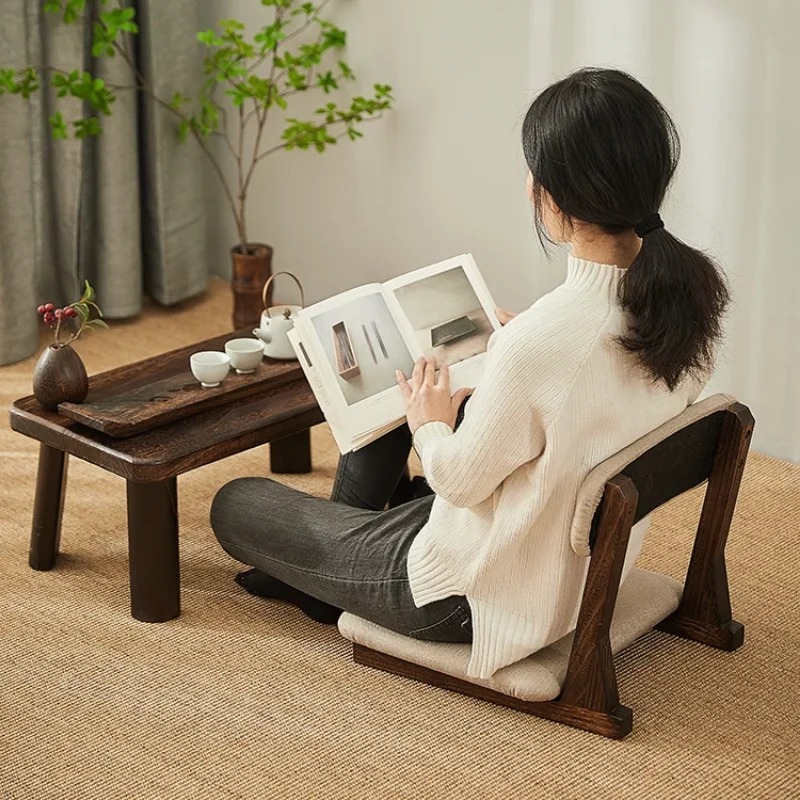 

Japanese Tatami Seat Solid Wood Bay Window Chair Dormitory Bed Lazy Chair Legless Backrest Floor Stool