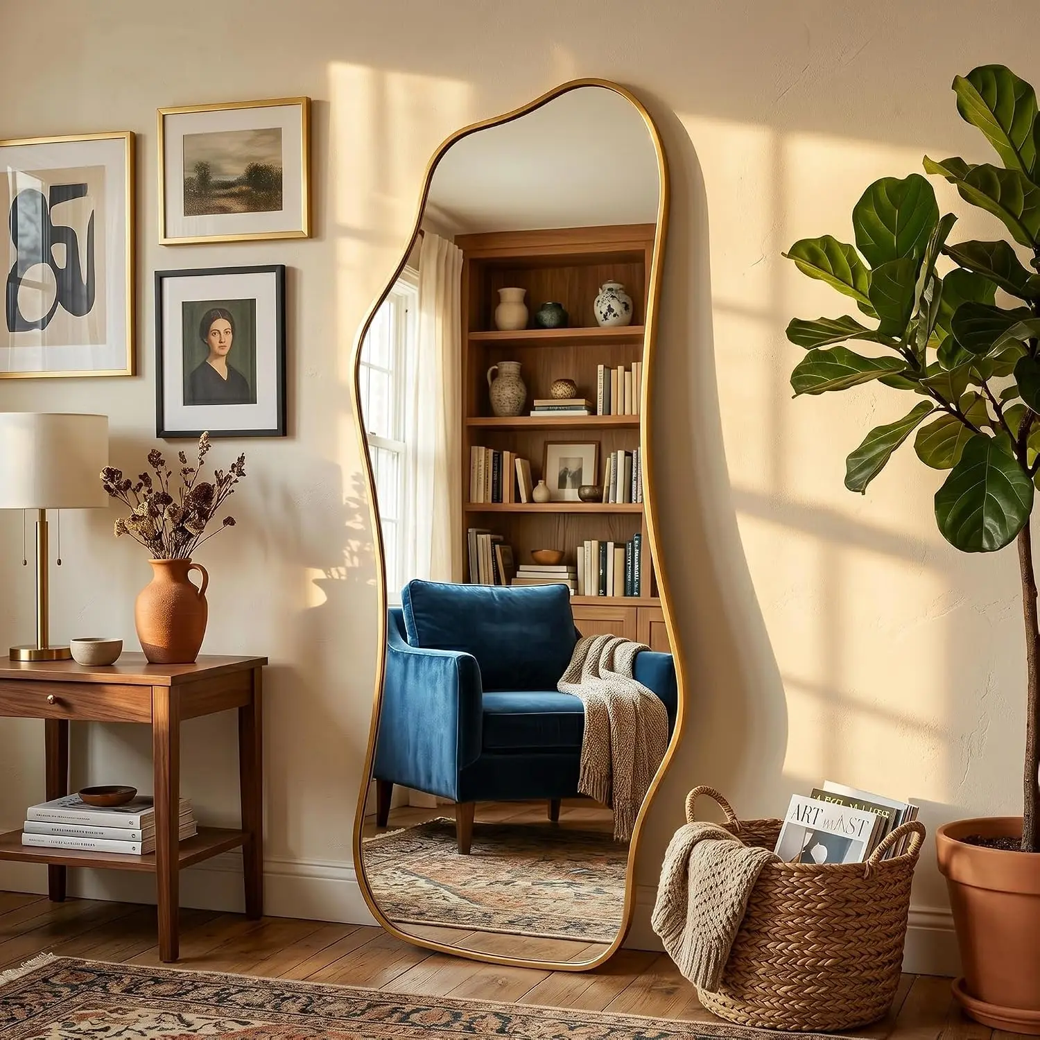 Irregular Full Length with Stand-Standing Leaning Hanging 62.2