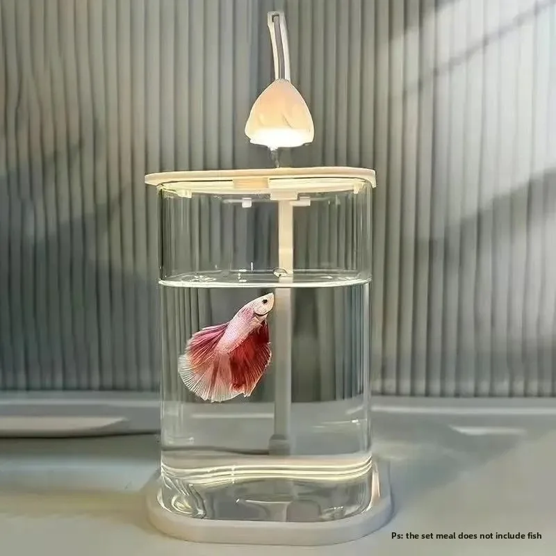 2026 New Acrylic Small Fish Tank Desktop Creative Tank Living Room Creative Desktop Decoration High-end Viewing Light