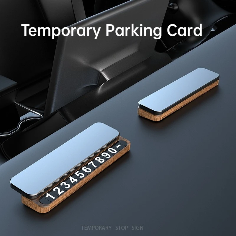 Metal Temporary Parking Number Sign High-End Car Decor Mobile Phone Stand Unique Parking Symbol Temporary Parking Card
