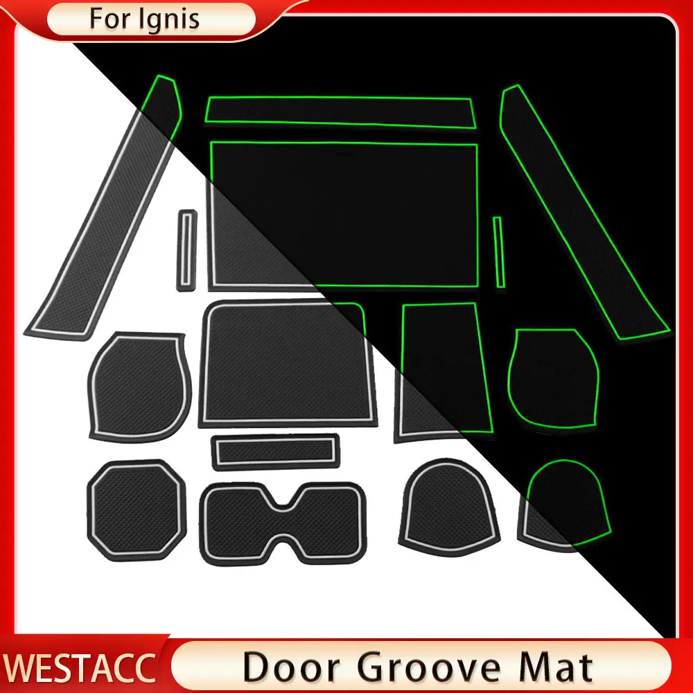 15Pcs/set Silicon Non-Slip Gate Slot Cup Pad Mat for SUZUKI IGNIS Door Groove Mats Luminous Rubber Coaster Cusion Accessories