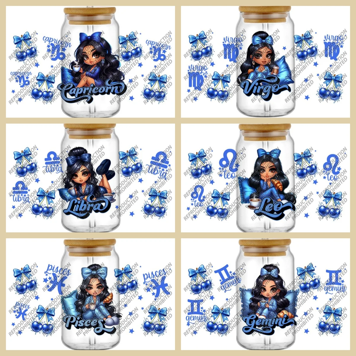 

3D наклейка «Созвездие» UV DTF, обертывания для чашек 16 унций, водонепроницаемая переводная наклейка, очки, гороскоп, современная девушка, сделай сам, кружка, наклейка для телефона
