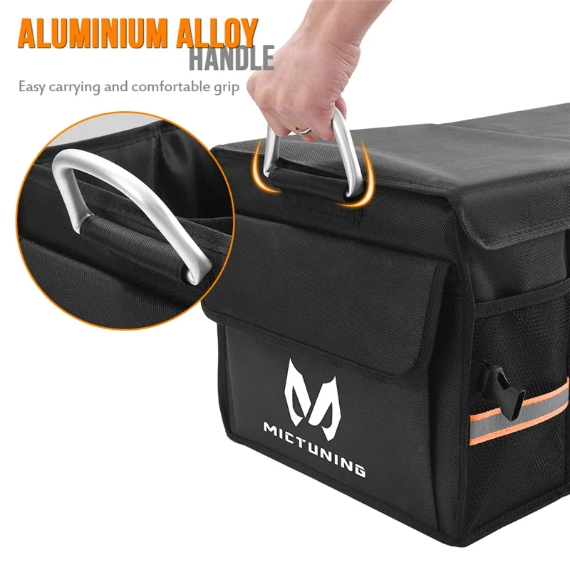 MICTUIGN Heavy Duty Car Trunk Organizer Waterproof Collapsible Portable Cargo Storage Bin Container Carrier For Towed Vehicle