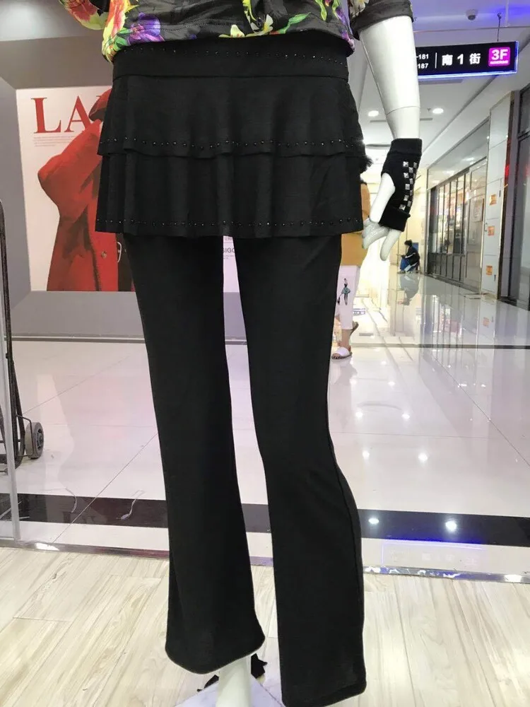 

High Waist Ballroom Waltz Skirts Dance Wear Latin Women Solid Color Standard Modern Luxury Classical Ruffles Jazz Skirt