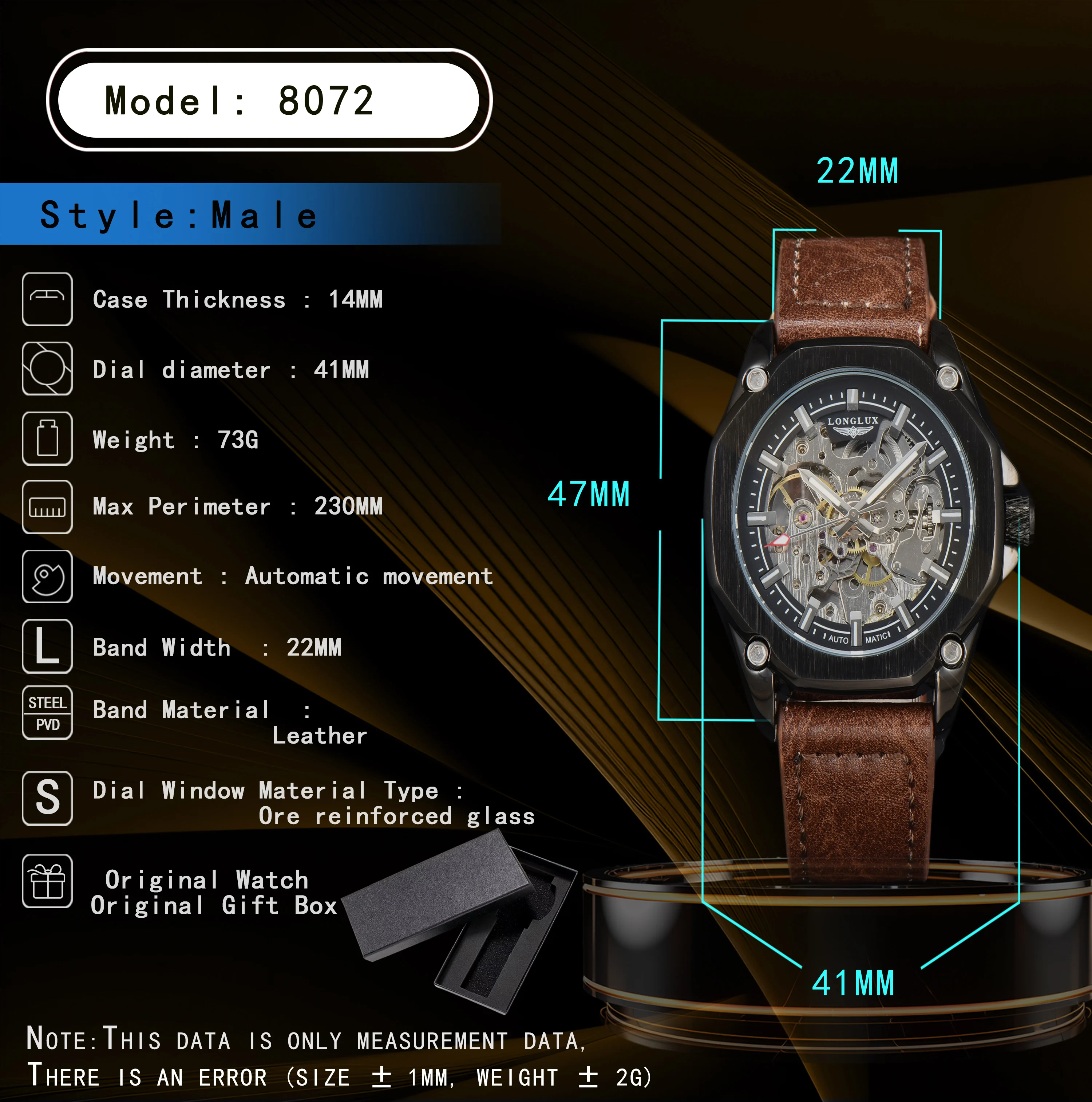 ساعة أوتوماتيكية للرجال مقاومة للماء هيكل عظمي رياضي ساعات ميكانيكية في الهواء الطلق ساعة رجالي جلدية عصرية هدية لصديقك