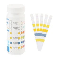 50pcs 6 In 1 Water PH Test Strips Total Free Chlorine Total Alkalinity CYA Hardness Swimming Pool Spa Hot Tub Testing Strips Kit