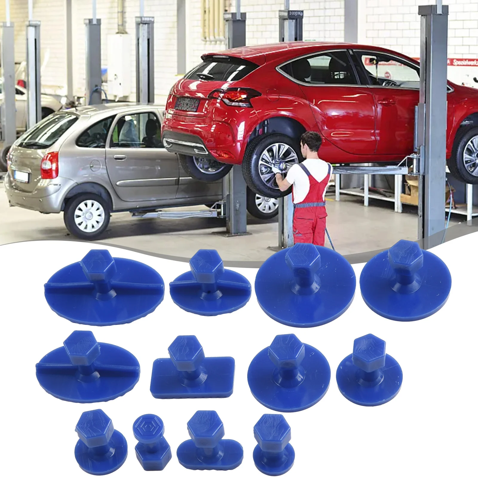 Tackle Dents with Ease 10pcs Suction Cups and Shaped Pulling Tabs Compatible with T Bar Hammer or Slide Hammer