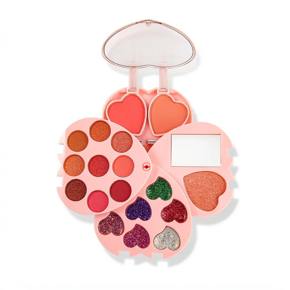 For For Sfr Eyeshadow Blush Palette 4 Layer Foldable Makeup Set Shimmer Earth Colors Portable Cosmetic Case Beauty Travel
