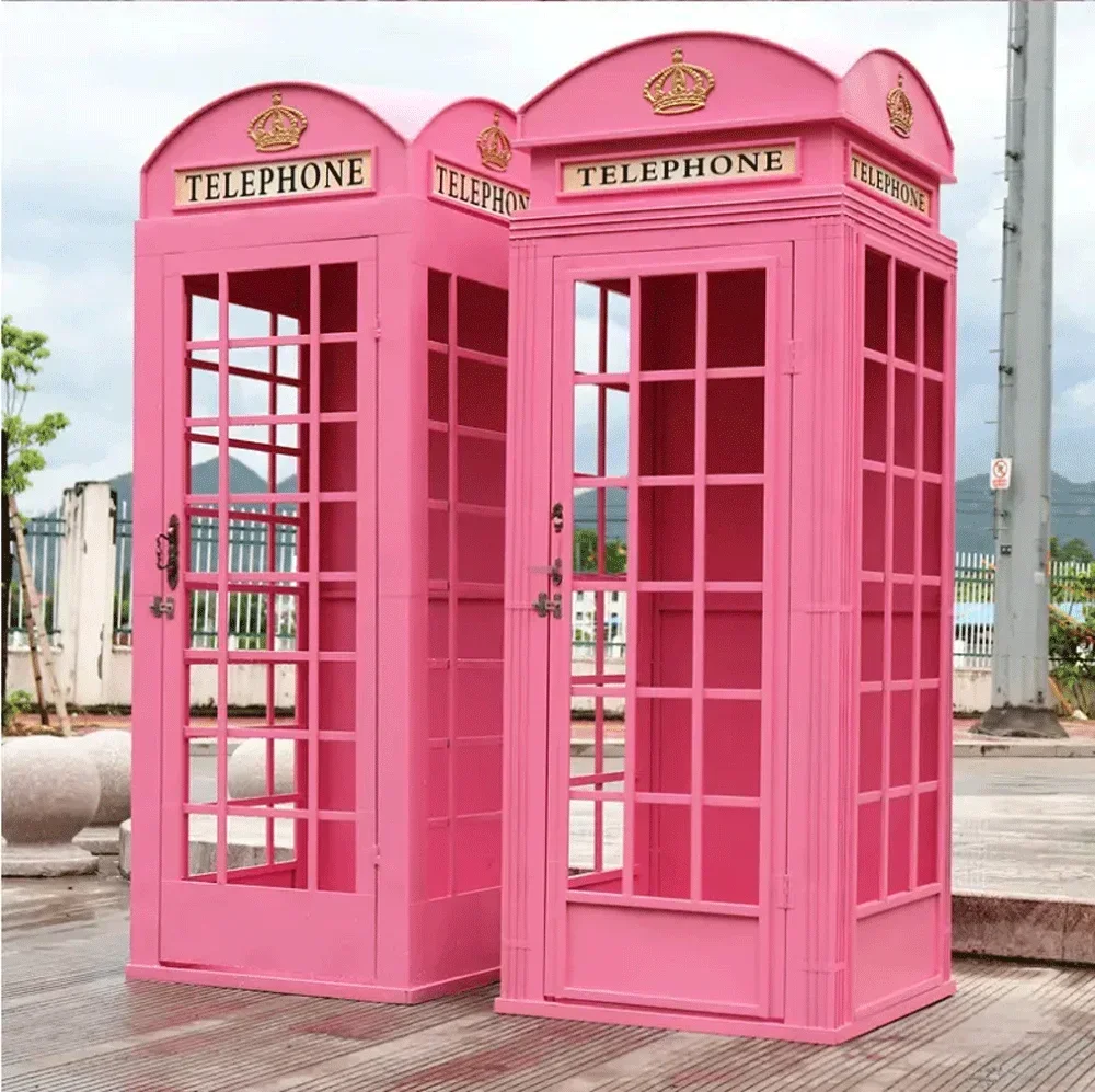 Wedding event party outdoor indoor metallic pink purple decorated london phone booth