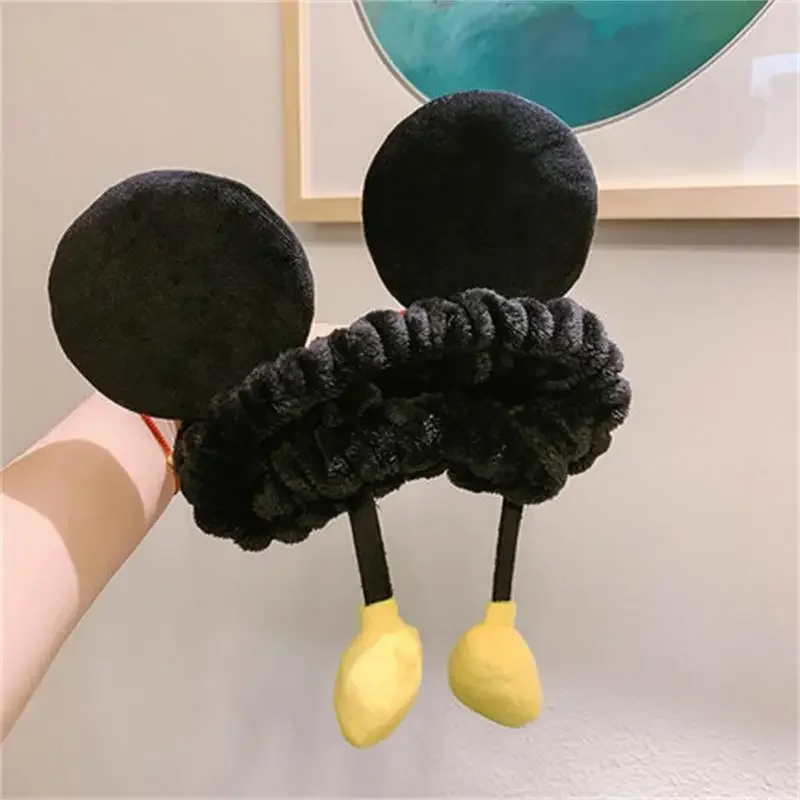 Disney Mickey Mouse Minnie Washing Face Hair Band Women Cute Cartoon Soft Plush Headband Wash Makeup Hair Band Accessories Gift