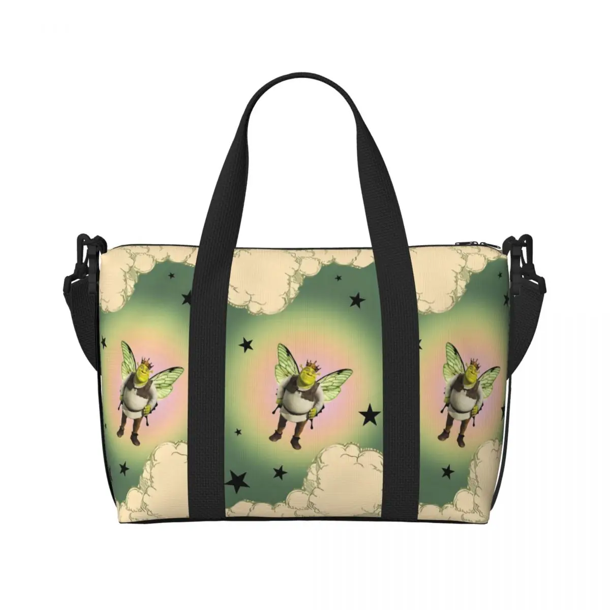 

Большая сумка-тоут S-shreks на заказ для женщин, забавные мультяшные сумки на плечо, тренажерный зал, пляжная дорожная сумка