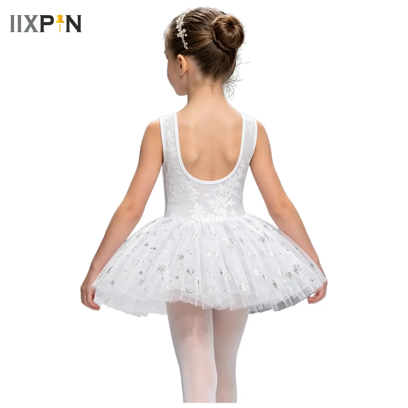 

Kids Girls Jacquard Ballet Jumpsuit Vest Practice Clothes Performance Costume Gymnastics Leotard Ballet Leotards with Skirts
