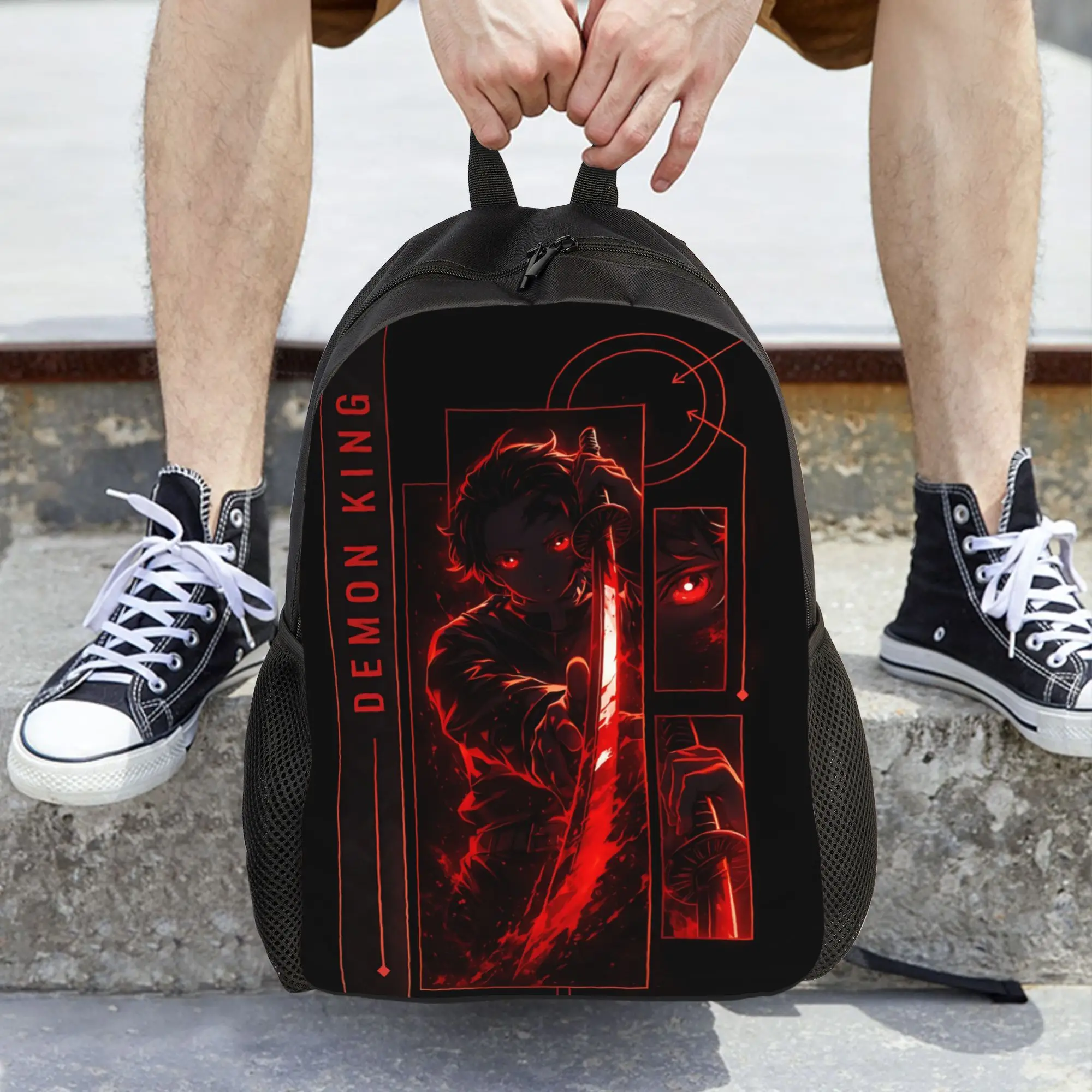 Fashion Halloween Demon Slayer Backpacks Its Bag  mochila High School Sturdy Shoulder Rucksack