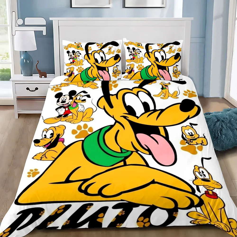 Duvet Cover Pillowcase Bedding Set Adult Cute Goofy Pluto Boy Girl Bedroom Decoration Children Gift Single Double Large Size