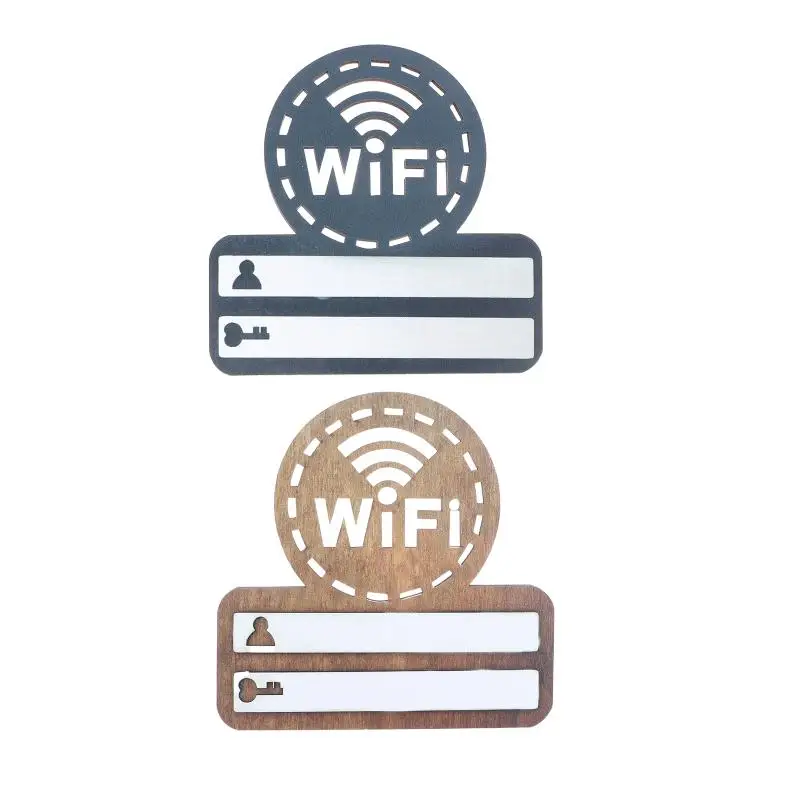 1Pc Rustic Wooden WiFi Password Sign Minimalist Durable Wall-Mounted Wireless Network Indicator Plaque Home Decoration