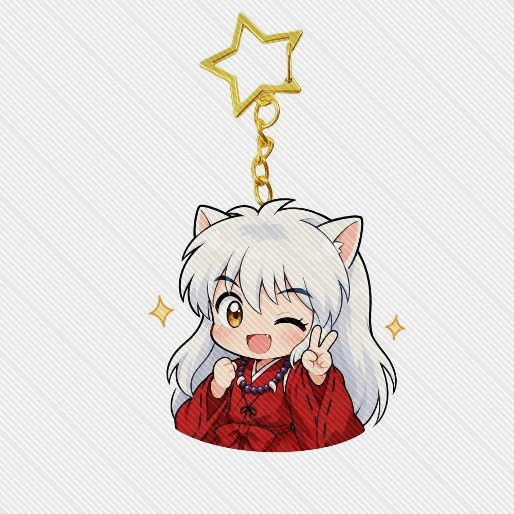 6cm Anime Inuyasha Acrylic Keychain Stand Tarou Sakamoto Shin Asakura Peripheral ornaments，Friend Christmas Gifts